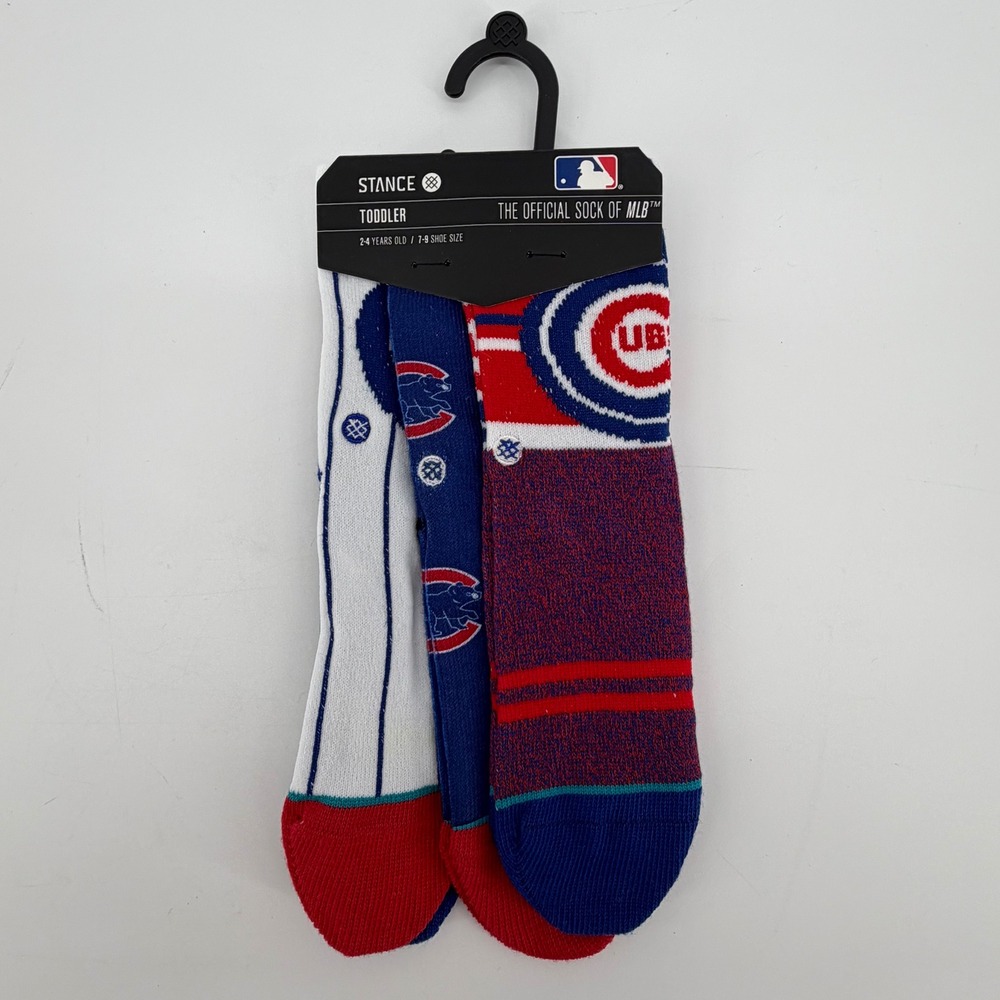 Stance Toddler Chicago Cubs MLB Crew Socks 3 Pk Baseball Pinstripe NWT Size 2-4Y